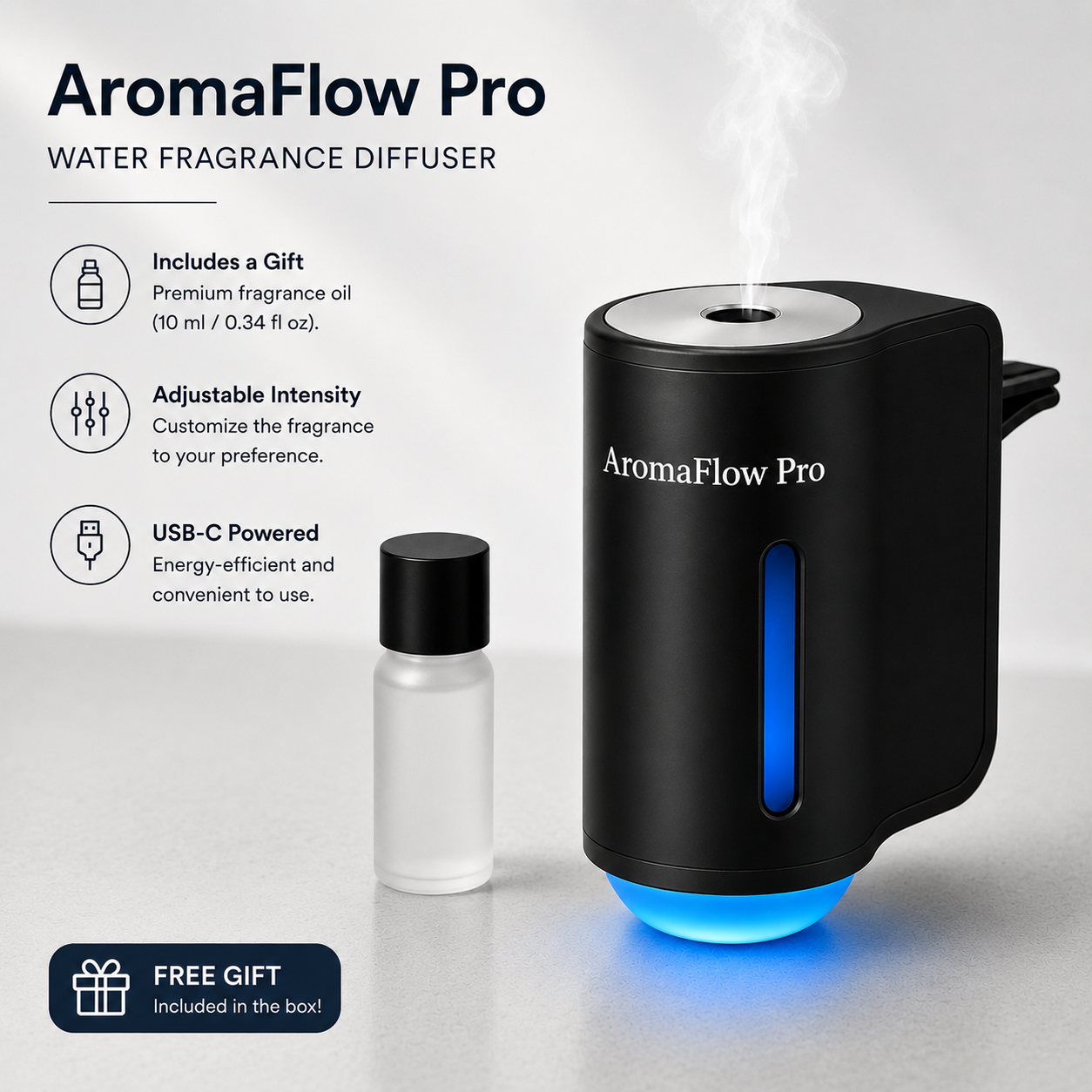 AromaFlow Pro – Smart Car Vent Diffuser | Ultrasonic Aromatherapy