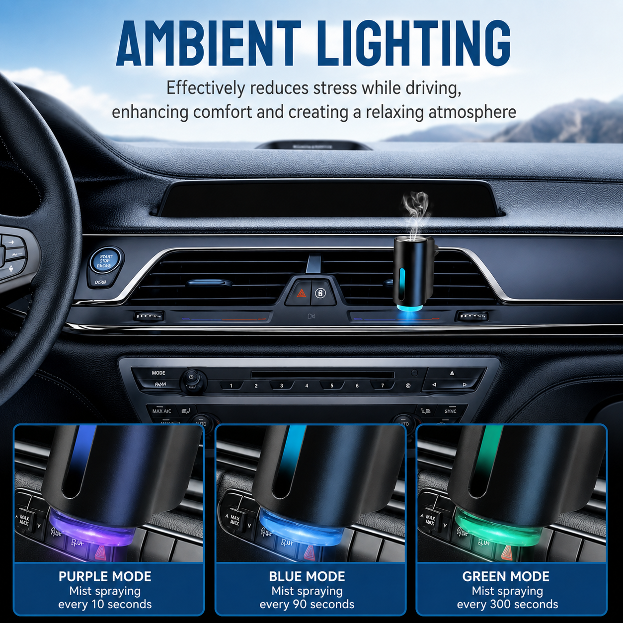 AromaFlow Pro – Smart Car Vent Diffuser | Ultrasonic Aromatherapy